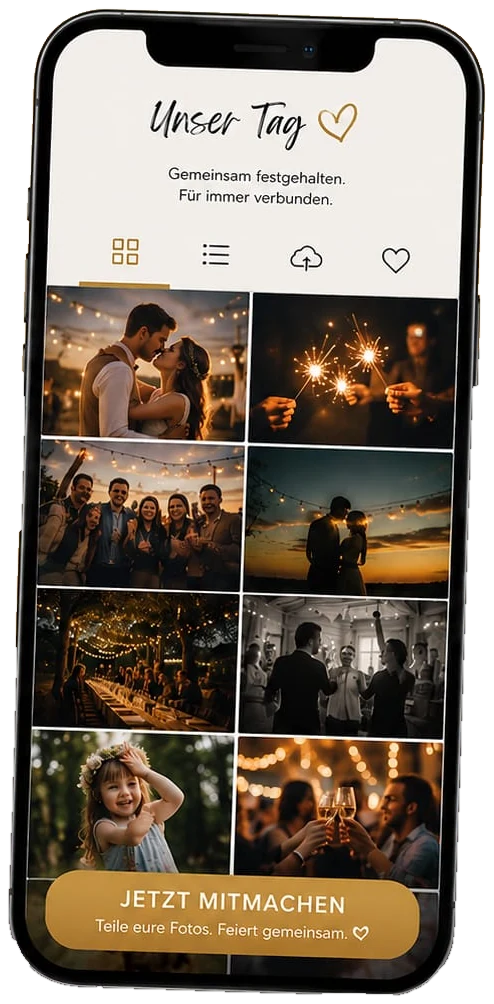 ClickxelShare-Galerie &bdquo;Unser Tag&ldquo; auf dem Smartphone mit Hochzeitsfotos
