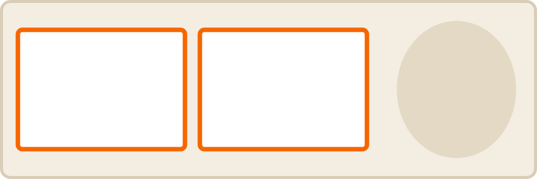 Schema Fotostreifen 2x6 quer: zwei Fotorahmen im Querformat nebeneinander, rechts ein freies ovales Feld
