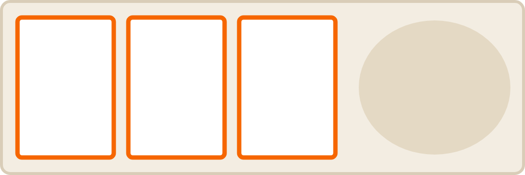 Schema Fotostreifen 2x6 quer: drei Fotorahmen nebeneinander, rechts ein freies ovales Feld